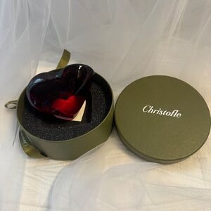 Christofle France Paperweight Ruby Color Art Glass Crystal